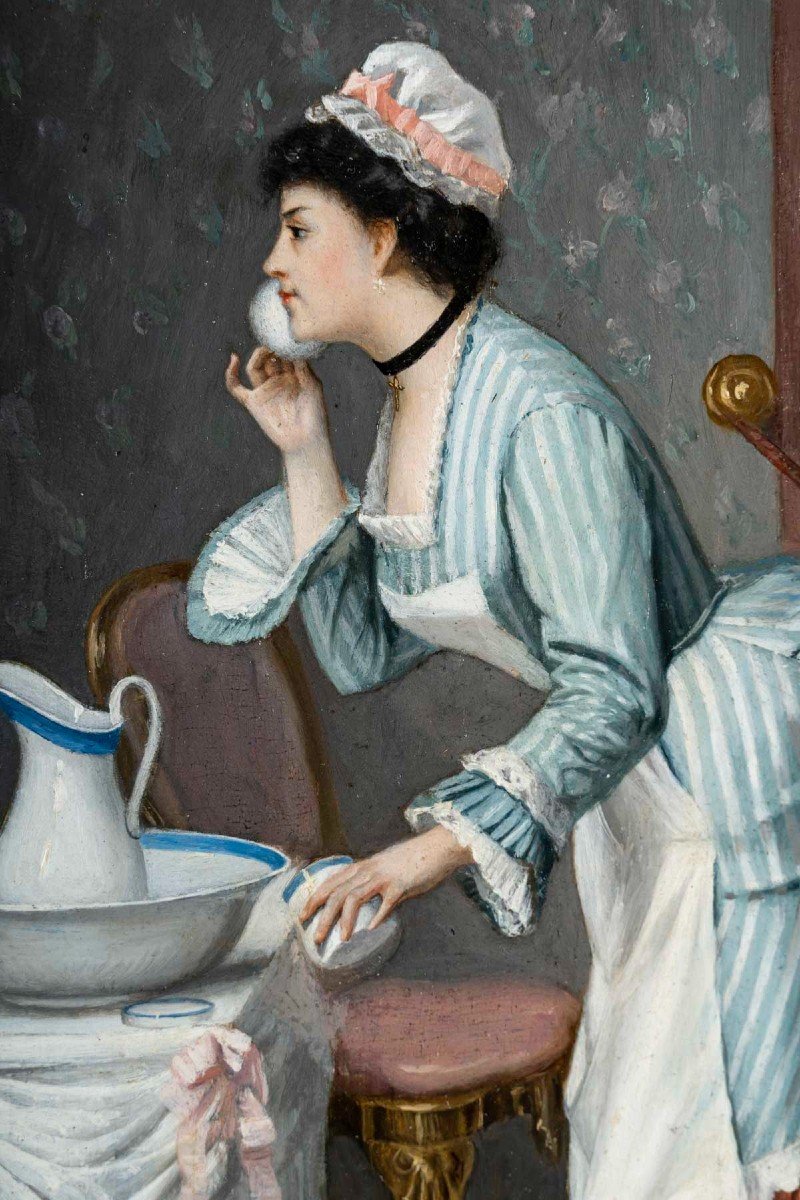 Louis Galliac  ( 1849/1930 )Paire de Tableaux " La Toilette et Le Verre à liqueur "-photo-4