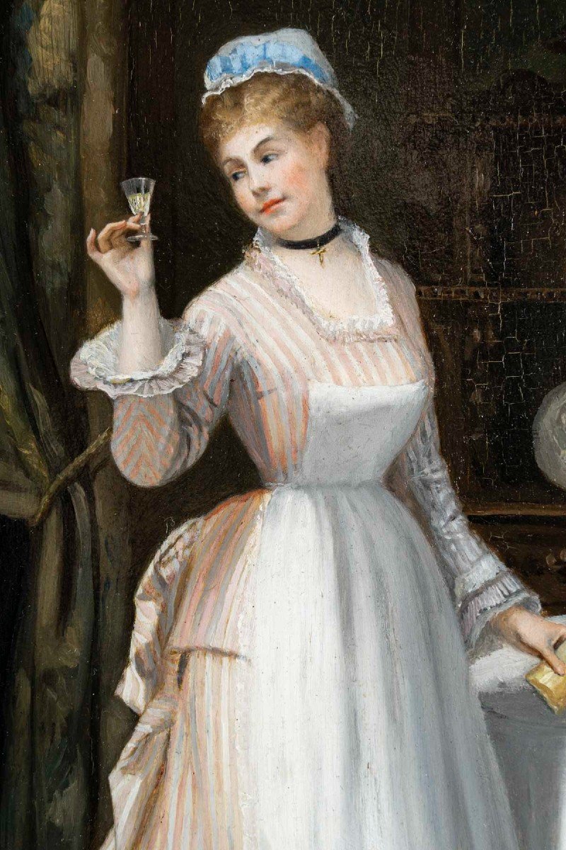 Louis Galliac  ( 1849/1930 )Paire de Tableaux " La Toilette et Le Verre à liqueur "-photo-1