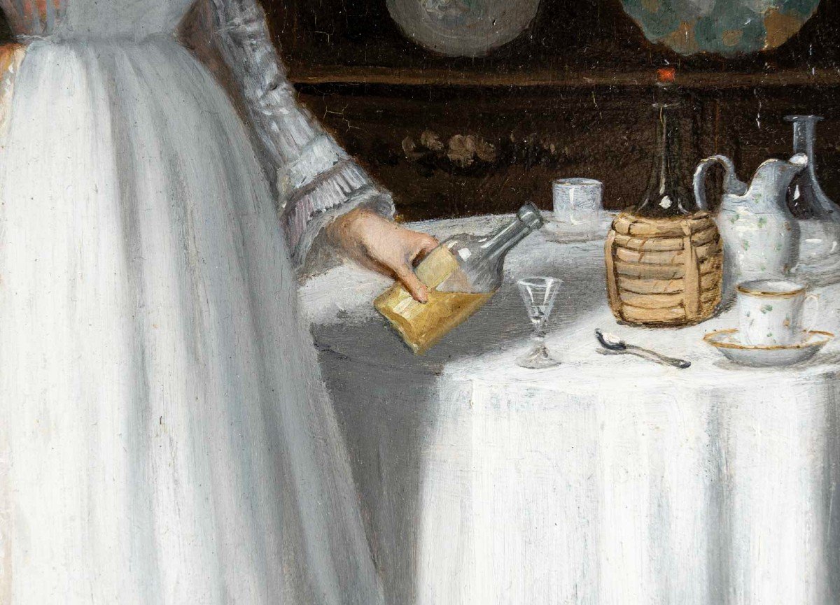 Louis Galliac  ( 1849/1930 )Paire de Tableaux " La Toilette et Le Verre à liqueur "-photo-2