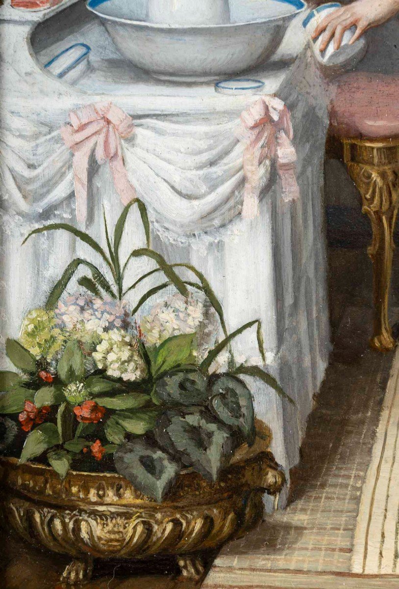 Louis Galliac  ( 1849/1930 )Paire de Tableaux " La Toilette et Le Verre à liqueur "-photo-3
