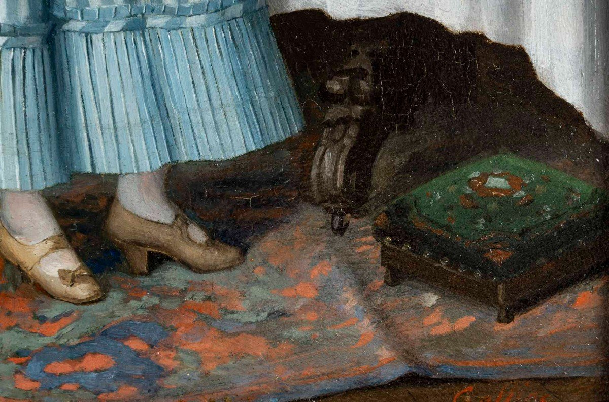 Louis Galliac  ( 1849/1930 )Paire de Tableaux " La Toilette et Le Verre à liqueur "-photo-4