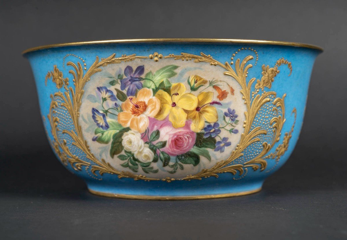 Set (5 Pieces) Paris Celestial Blue And Polychrome Flowers "1810"-photo-1