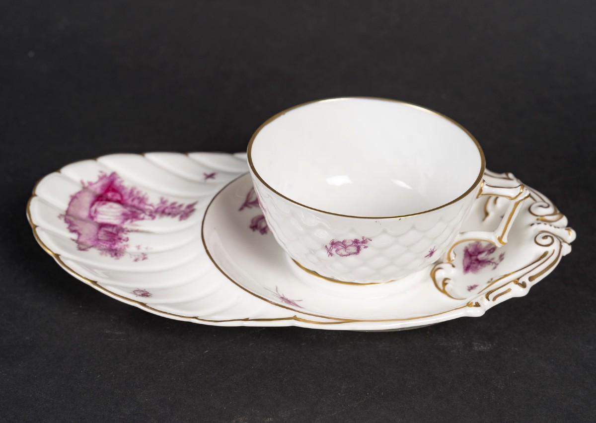 Spreader Limoges: Jean Pouyat In Purple Camaieu 1880-photo-2