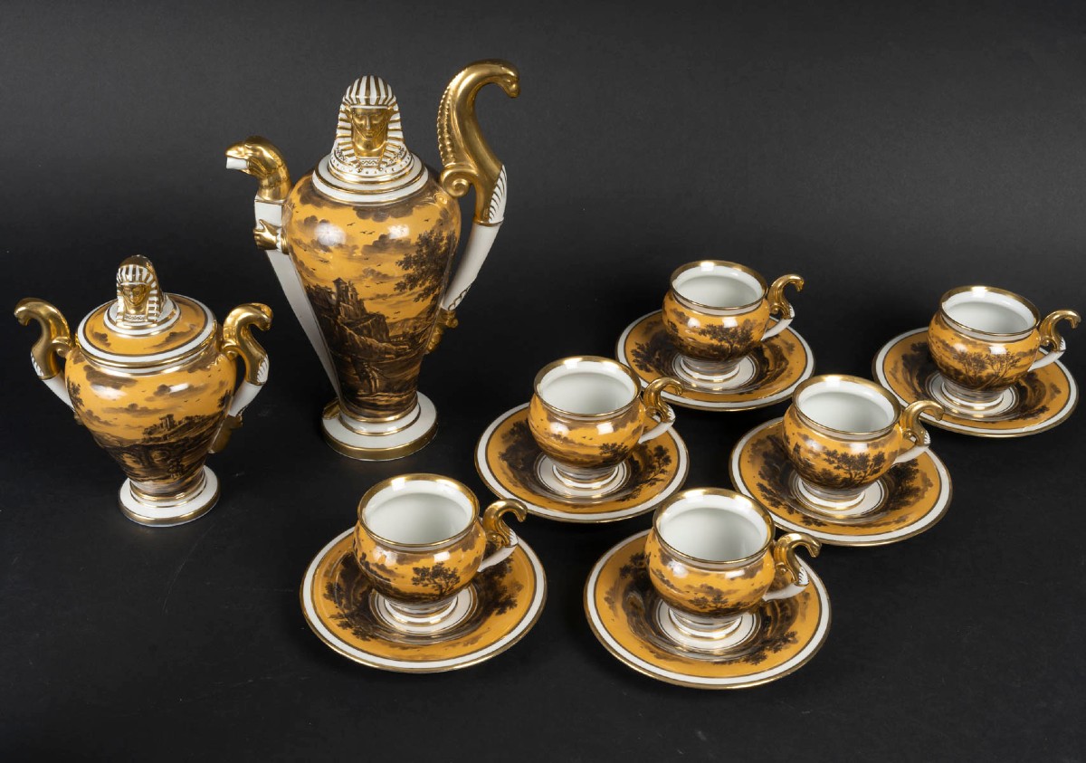 Porcelaine de Paris " Partie de Service Café " Retour d'Egypte "Locré 1810