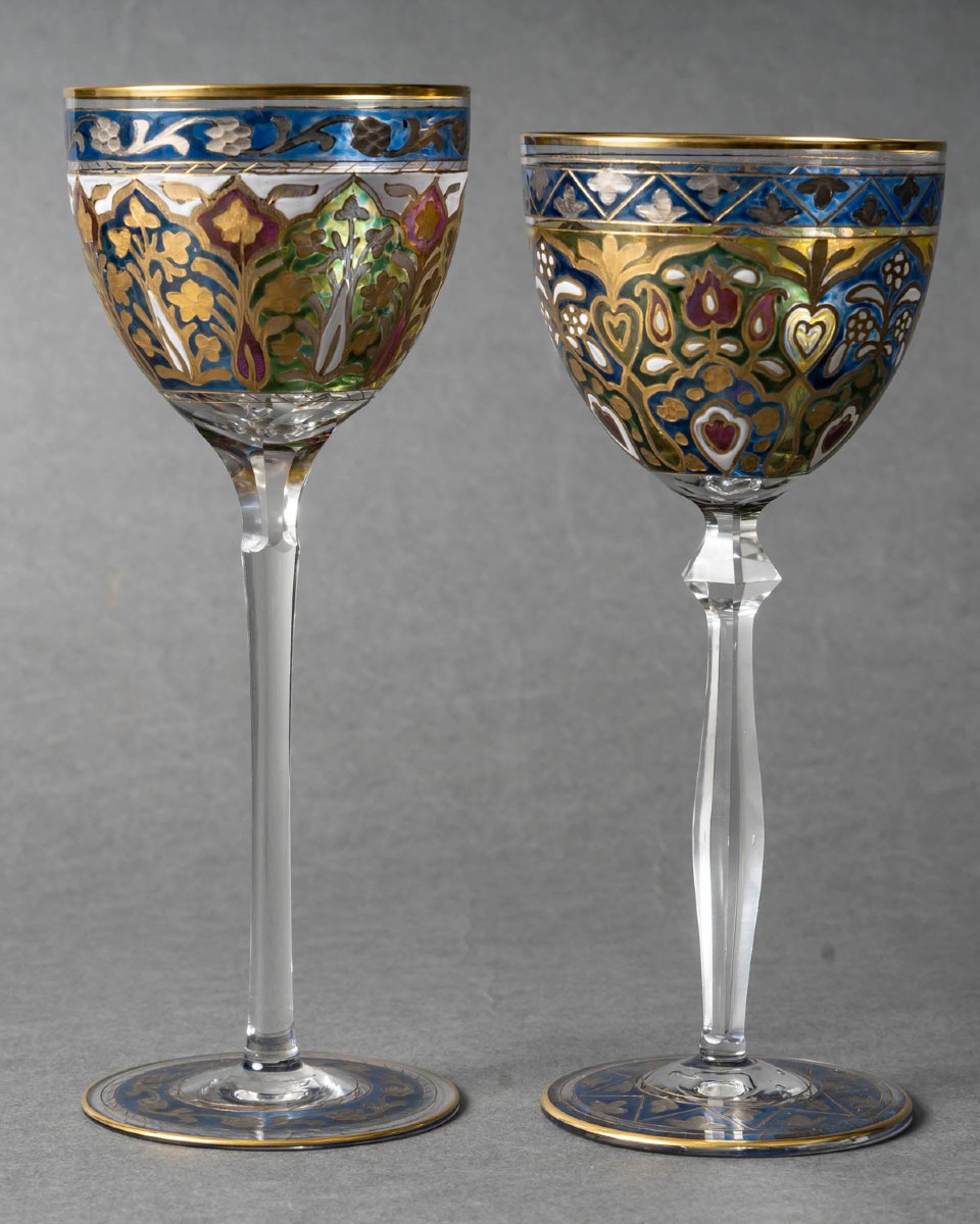 Two Enamelled Glasses "fritz Heckert Germany 1890
