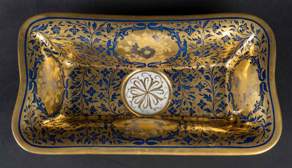 Coupe en porcelaine de St Pétersbourg  ( Nicolas 1er )Bleue et or-photo-3