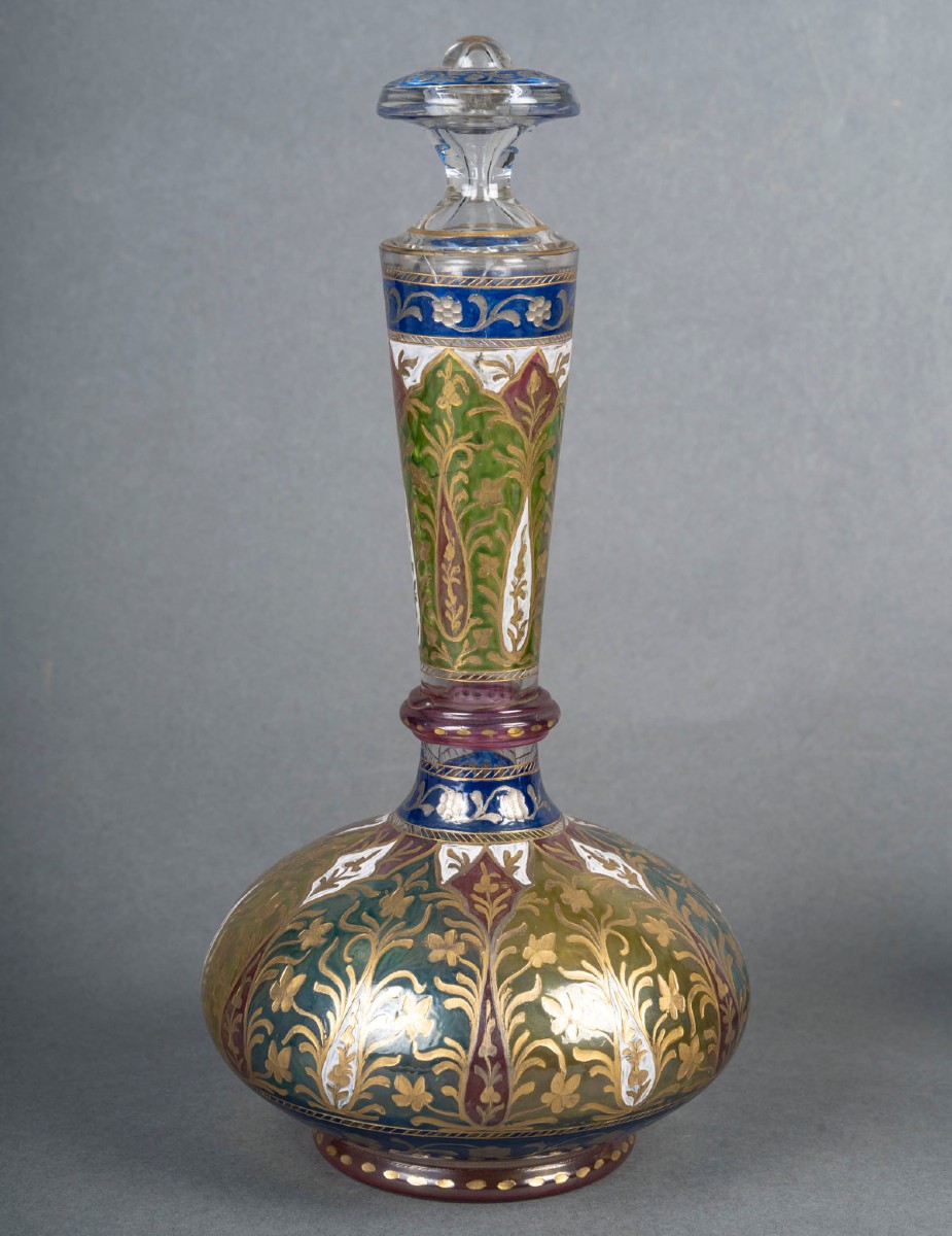   Une Carafe  et  six Gobelets émaillés  "Fritz Heckert "1890-photo-3