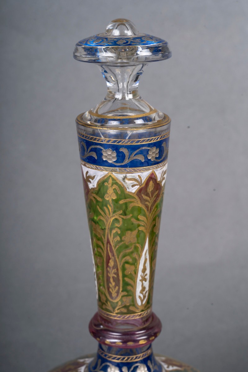   Une Carafe  et  six Gobelets émaillés  "Fritz Heckert "1890-photo-4