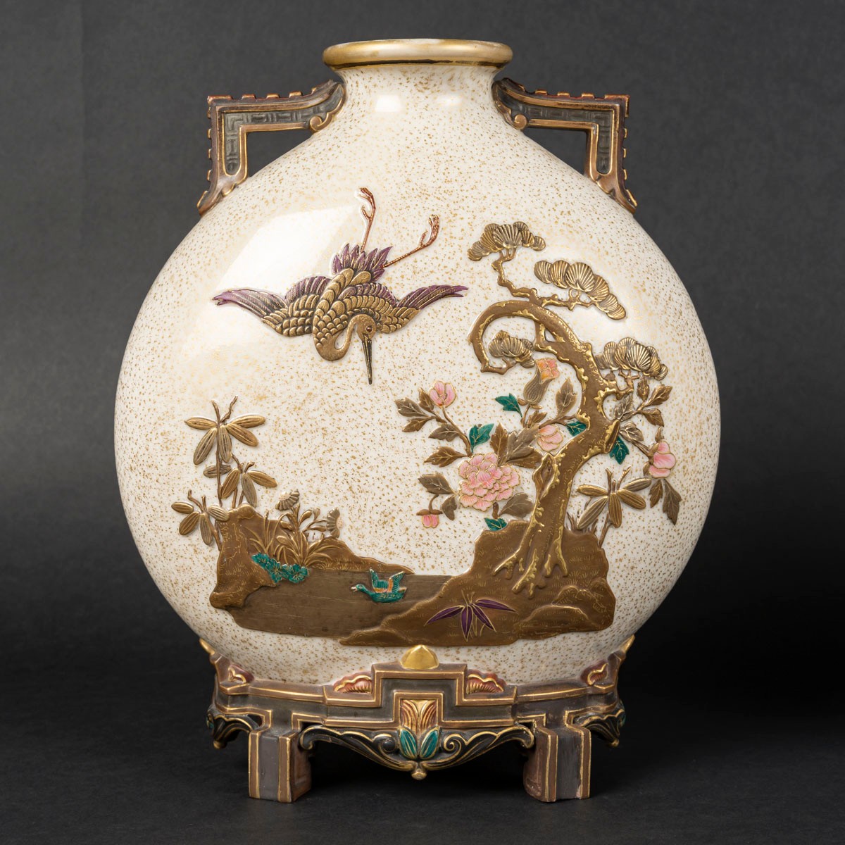 Pair Of "royal Worcester" Pink Flat Gourds 1874 (james Hadley)-photo-4