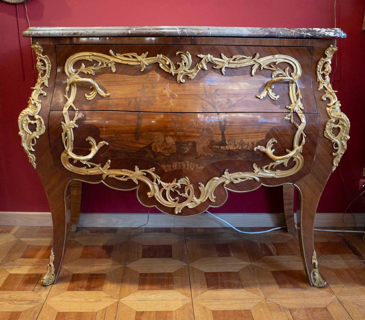 Louis XV Style Chest Of Drawers With Chinese Decoration, 19th Century-photo-3