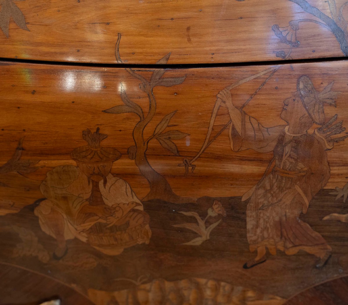 Louis XV Style Chest Of Drawers With Chinese Decoration, 19th Century-photo-4