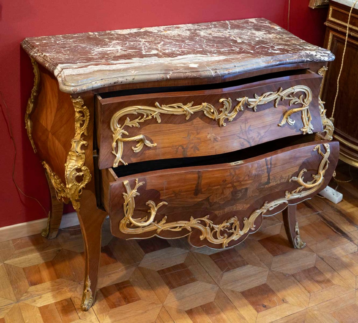 Louis XV Style Chest Of Drawers With Chinese Decoration, 19th Century-photo-6