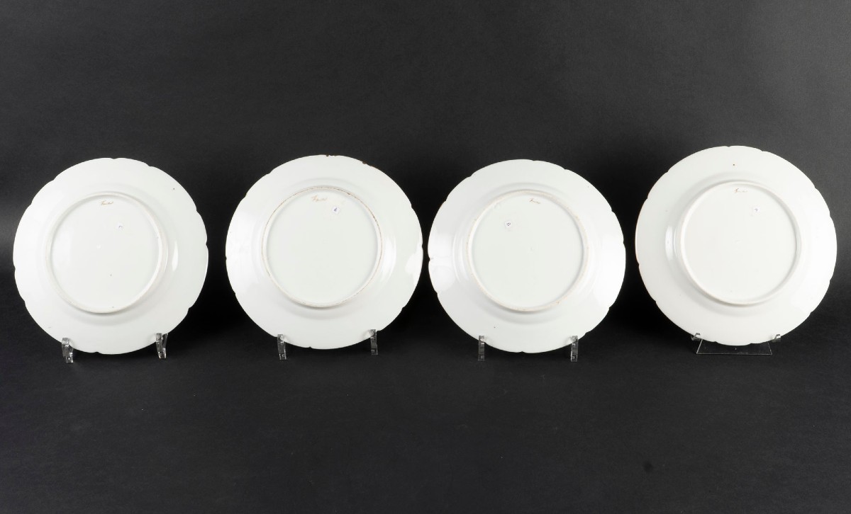 Four Paris Porcelain Plates "feuillet" 1814-photo-2