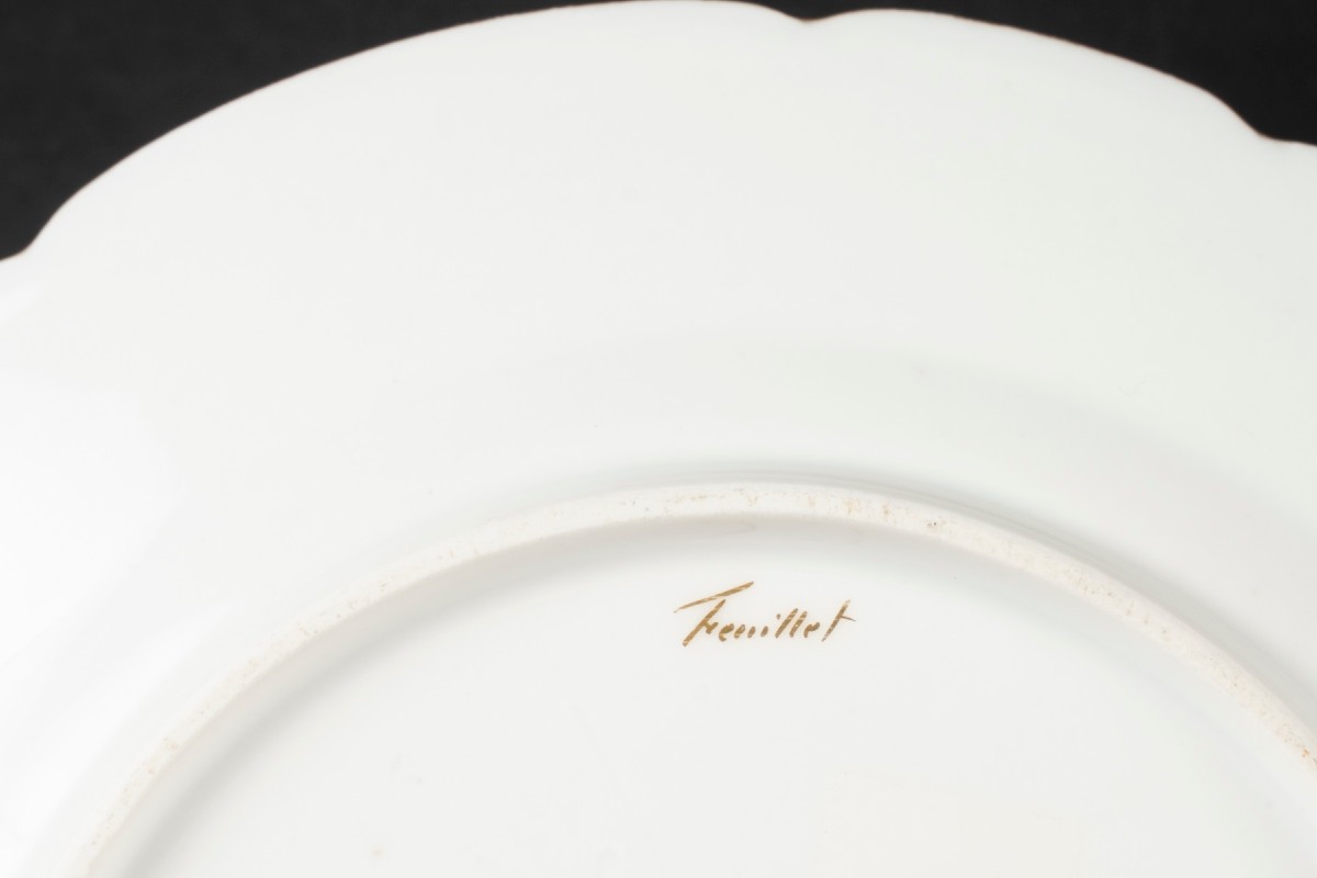 Four Paris Porcelain Plates "feuillet" 1814-photo-3