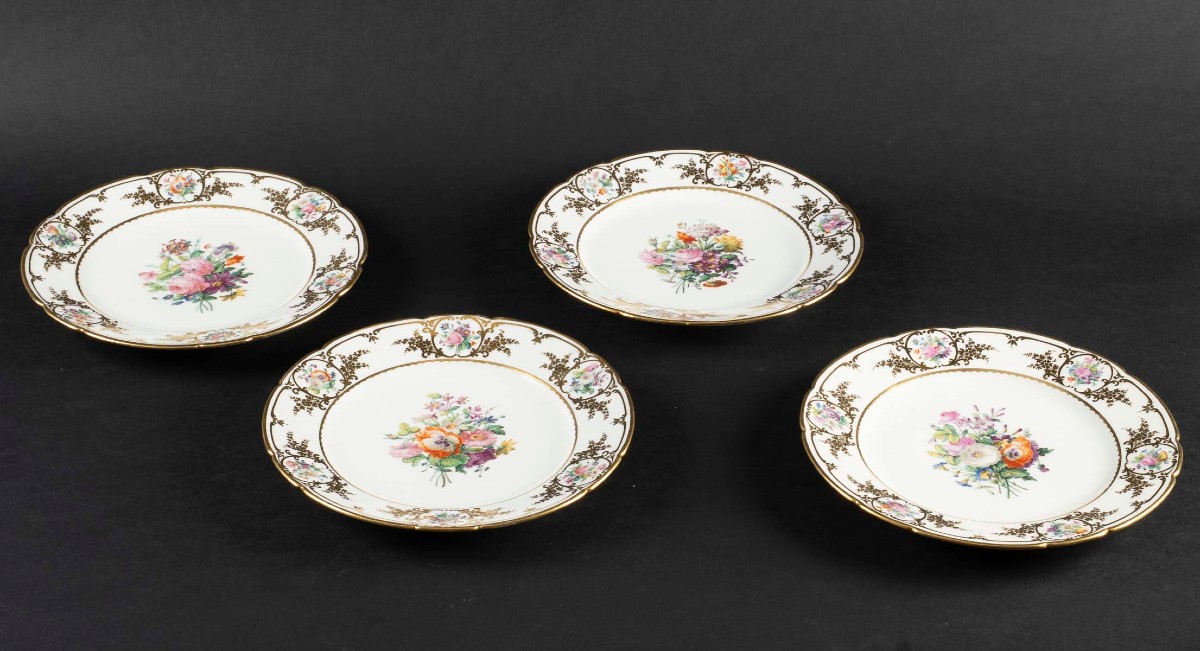 Four Paris Porcelain Plates "feuillet" 1814-photo-4