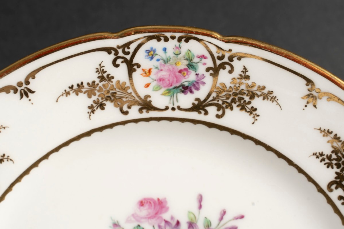 Four Paris Porcelain Plates "feuillet" 1814-photo-2