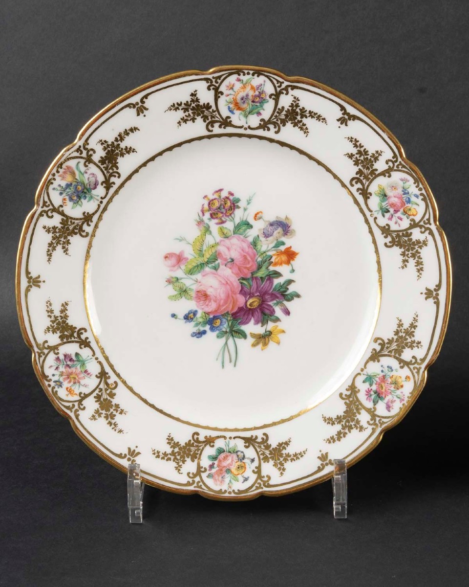 Four Paris Porcelain Plates "feuillet" 1814-photo-3