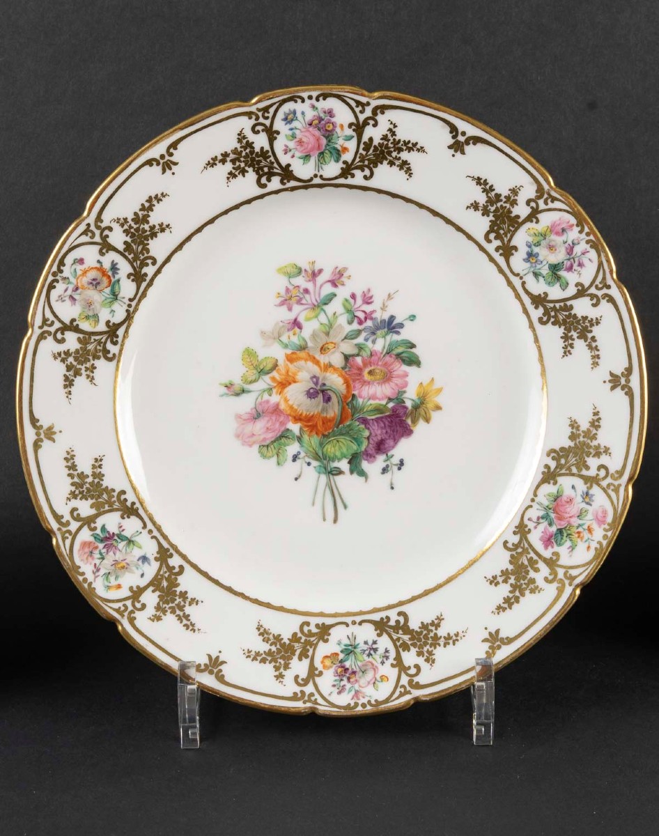 Four Paris Porcelain Plates "feuillet" 1814-photo-4