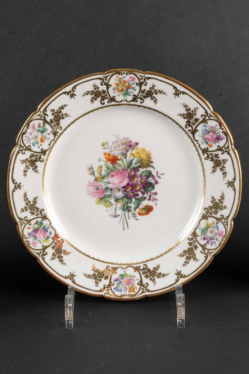 Four Paris Porcelain Plates "feuillet" 1814-photo-5