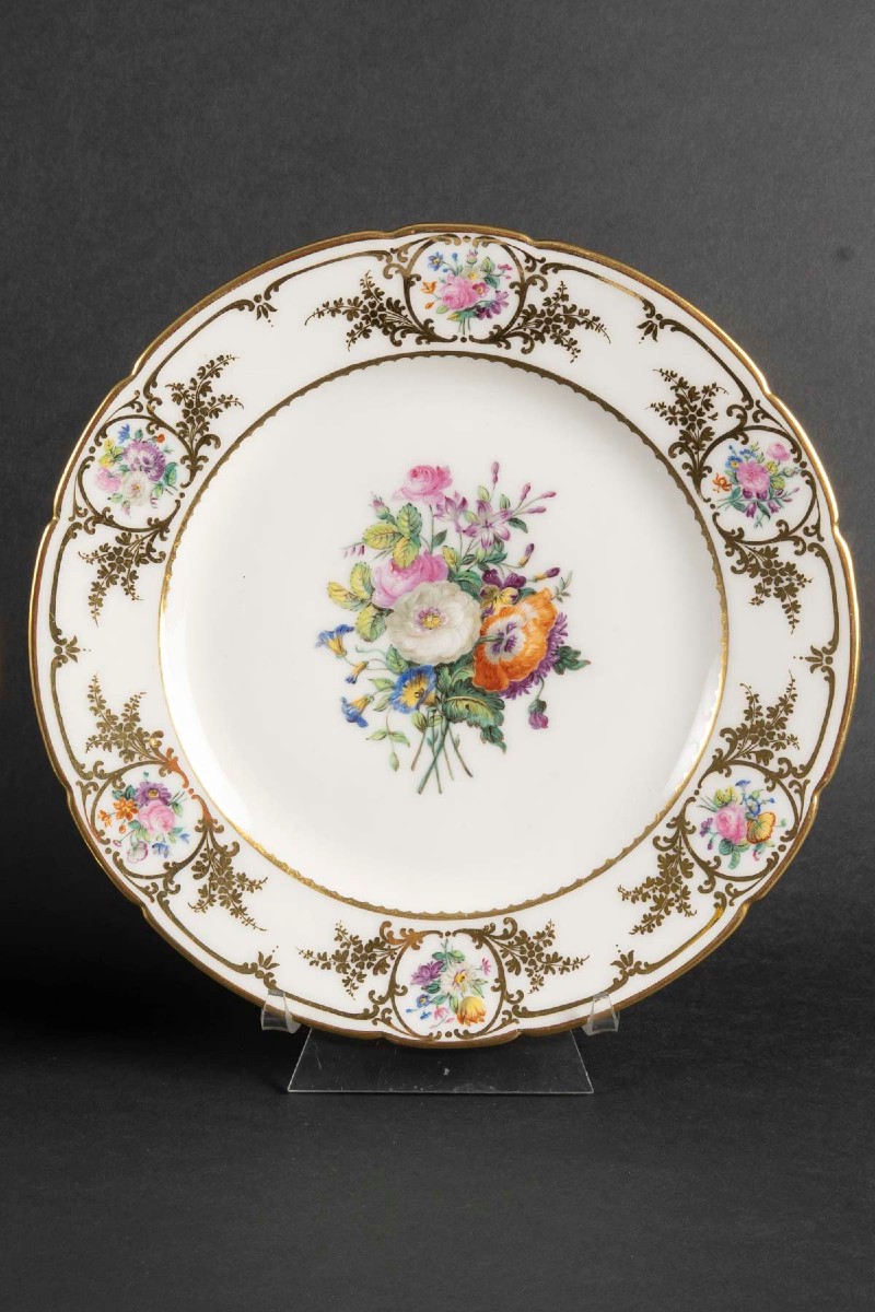 Four Paris Porcelain Plates "feuillet" 1814-photo-6
