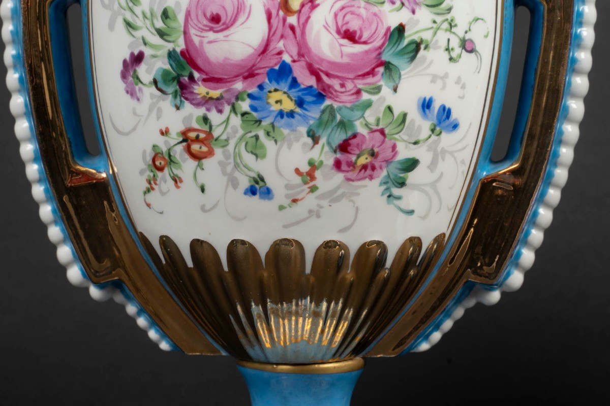 Pair Of Celestial Blue Covered Vases At. Le Tallec Paris-photo-2