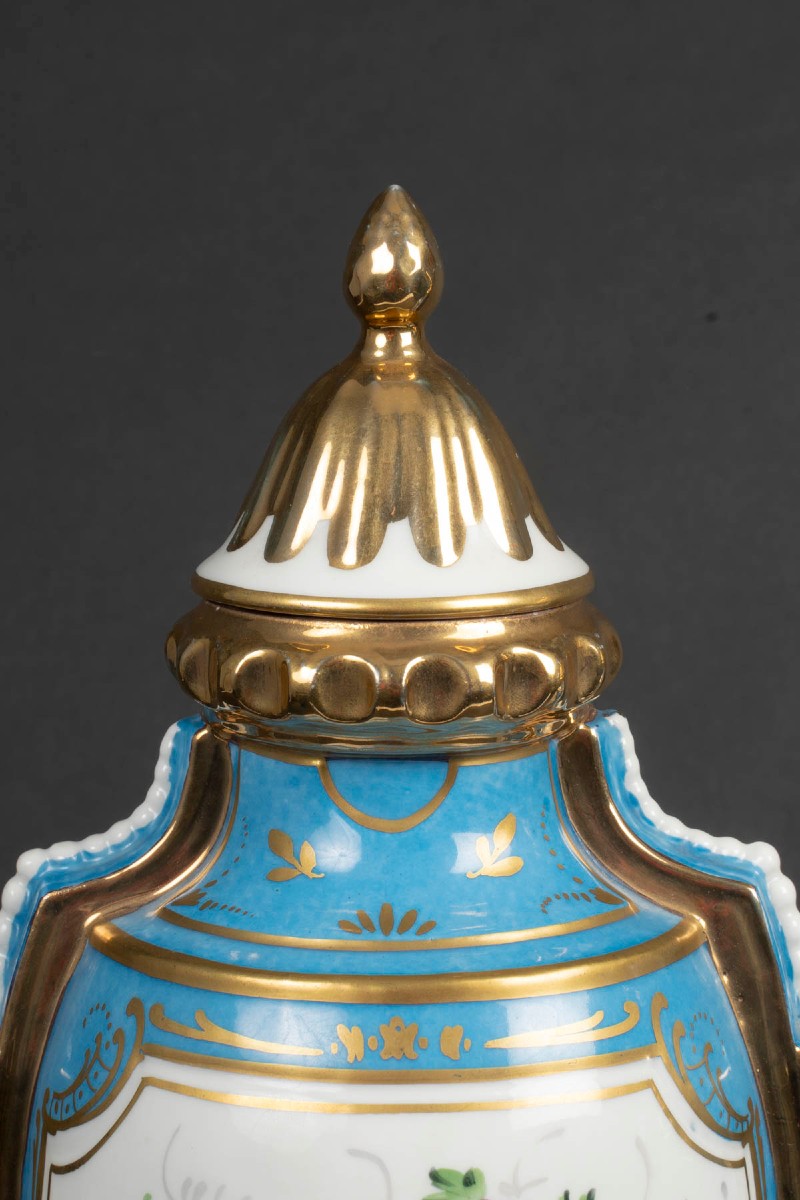 Pair Of Celestial Blue Covered Vases At. Le Tallec Paris-photo-4