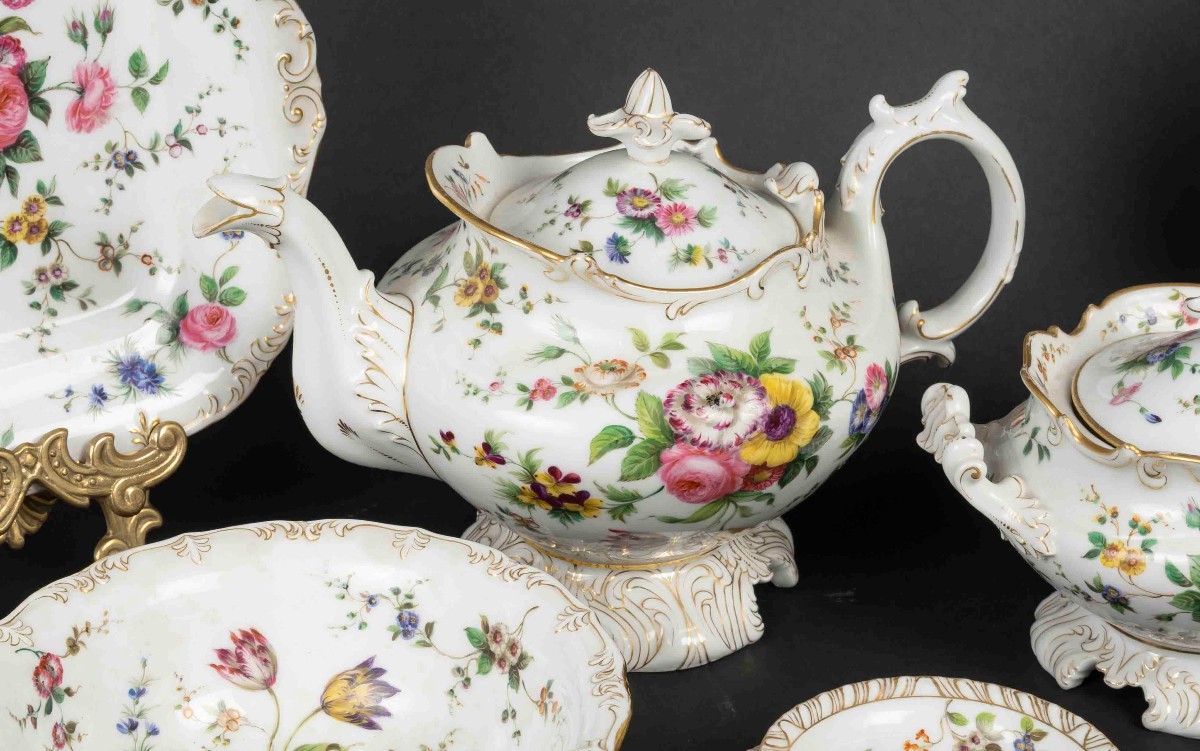 Service à  Thé "Jacob PETIT "fleuri peint par" Rihouet" Paris circa 1825-photo-3