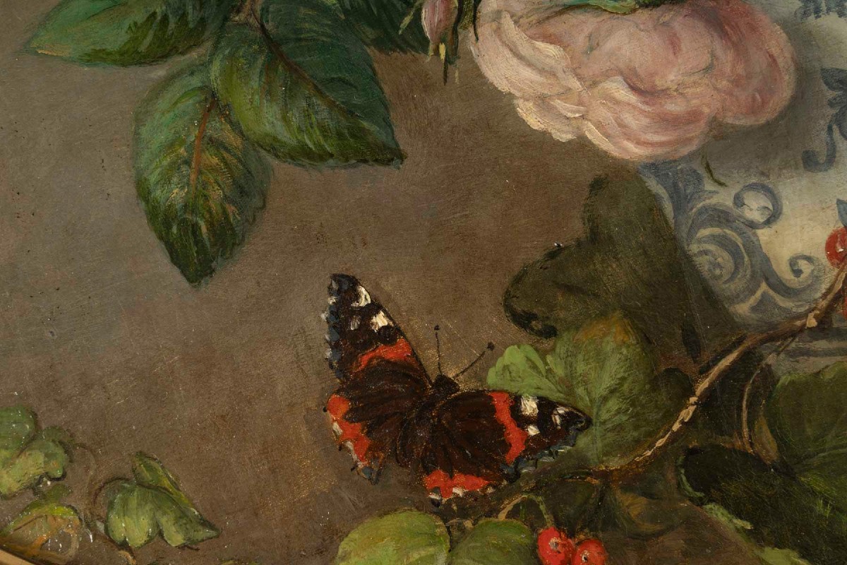 Composition florale dans un Vase "Attribuée à Pauline Casper " XIXème-photo-3