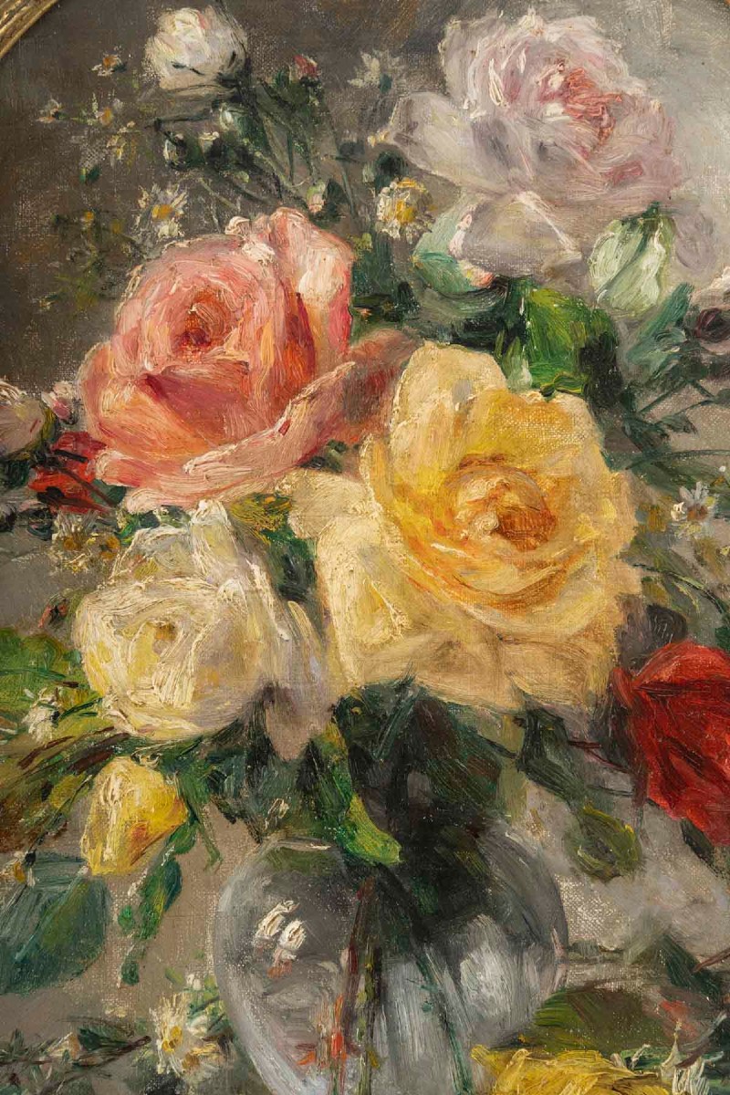 Paire d'huiles sur toile " Fleurs dans un Vase " par  Pauline CASPERS ( 1865/1946 ) France-photo-5