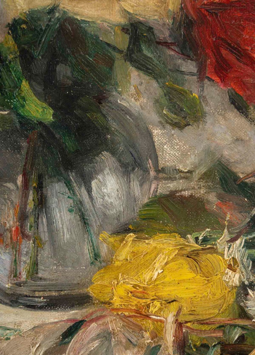 Paire d'huiles sur toile " Fleurs dans un Vase " par  Pauline CASPERS ( 1865/1946 ) France-photo-7