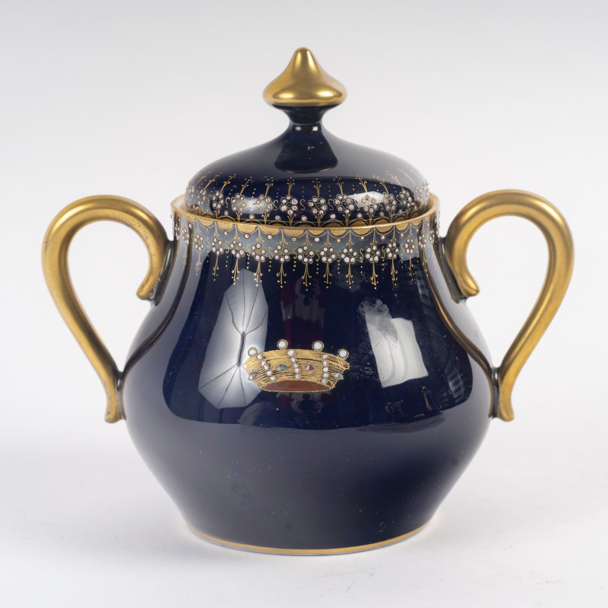 Tête à Tête Bleu De Sèvres Et Or Enamelé à Couronne De Baron "tours" 19th Century France-photo-5