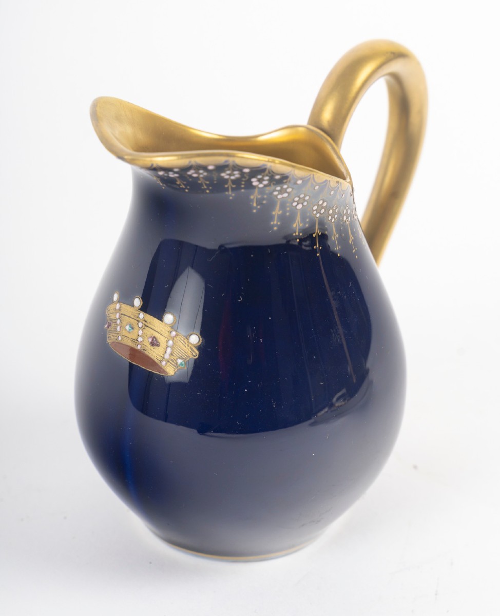 Tête à Tête Bleu De Sèvres Et Or Enamelé à Couronne De Baron "tours" 19th Century France-photo-6