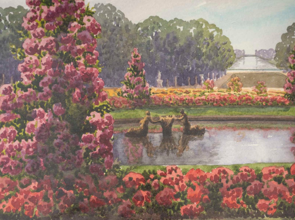 Géo Duchesne "the Gardens At Versailles" 19th Century-photo-3