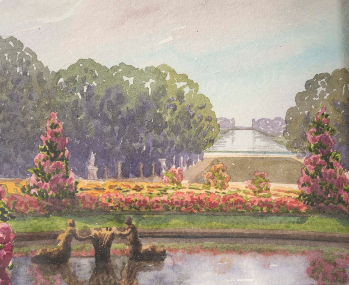 Géo Duchesne "the Gardens At Versailles" 19th Century-photo-4