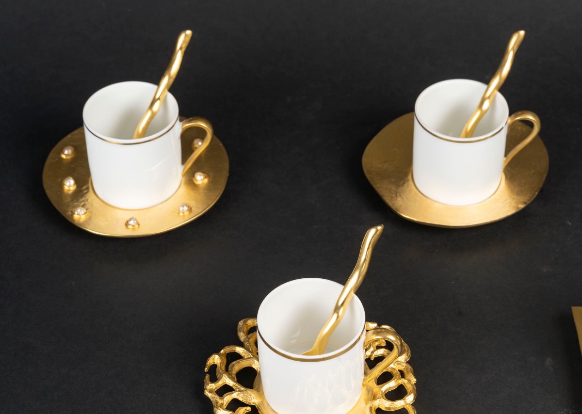 9 Cups And Saucers + Spoons "edouard Rambaud + Haviland And Parlon Limoges" Vintage-photo-2