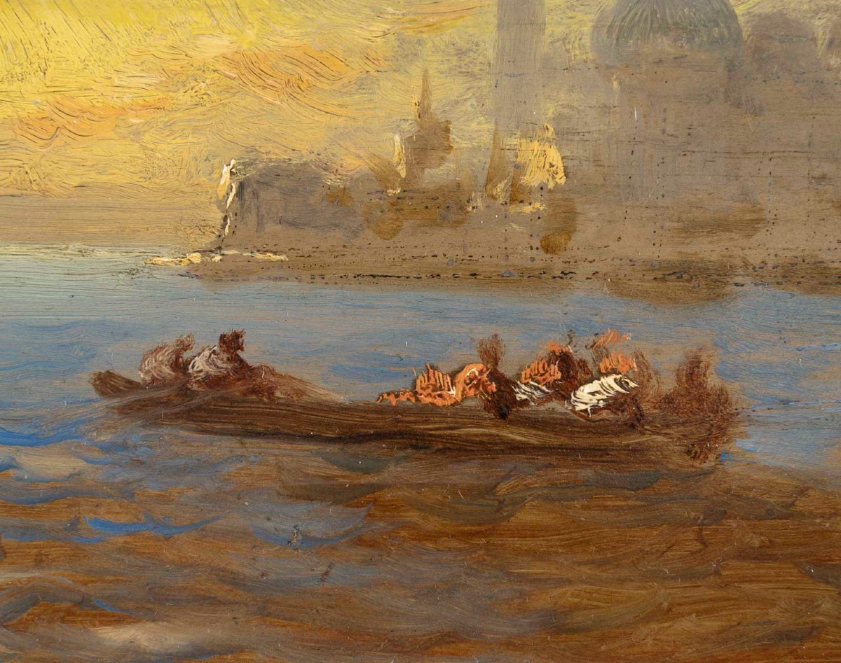 Lever de soleil à Venise (Santa Maria de la Salute )  Ecole française du XIX ème-photo-4