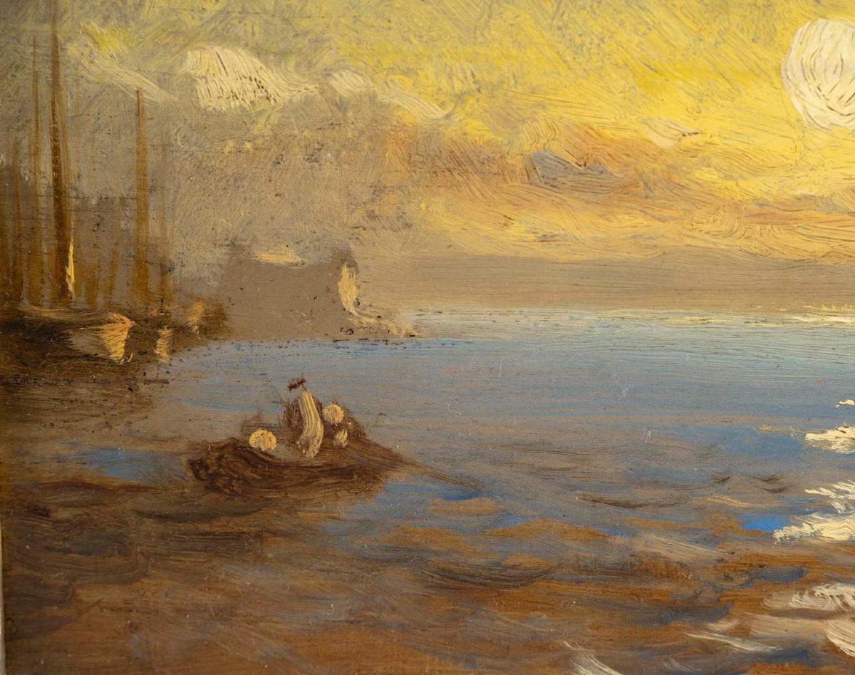 Lever de soleil à Venise (Santa Maria de la Salute )  Ecole française du XIX ème-photo-2