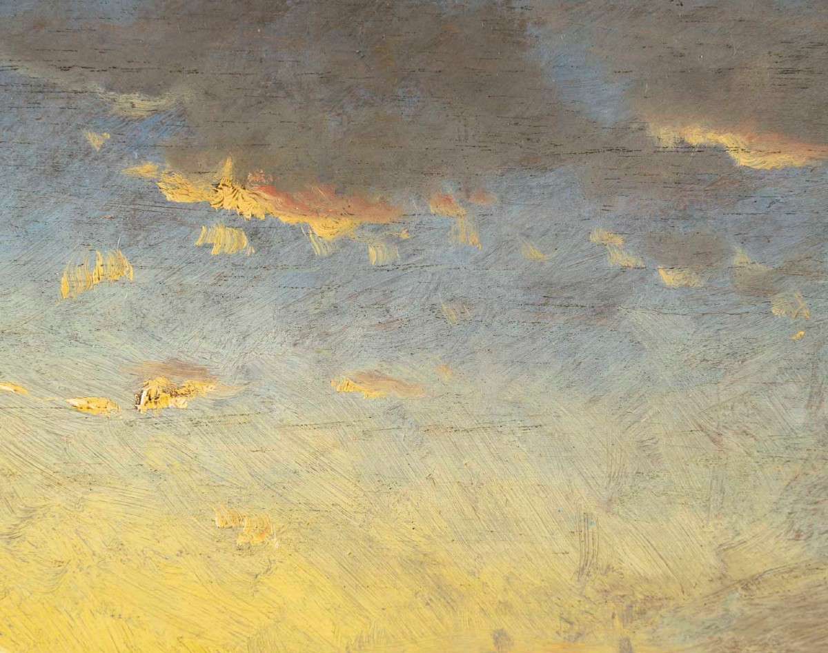 Lever de soleil à Venise (Santa Maria de la Salute )  Ecole française du XIX ème-photo-3