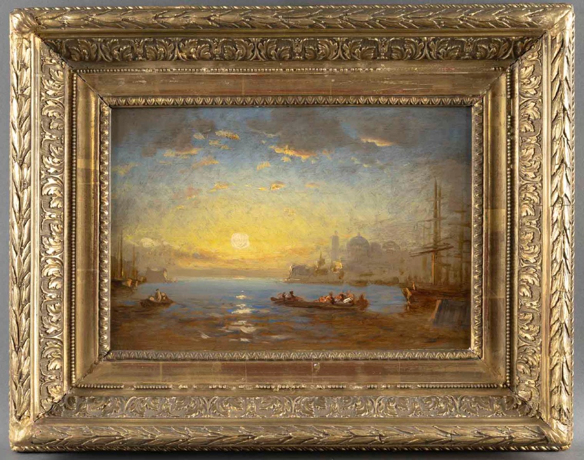 Lever de soleil à Venise (Santa Maria de la Salute )  Ecole française du XIX ème-photo-6