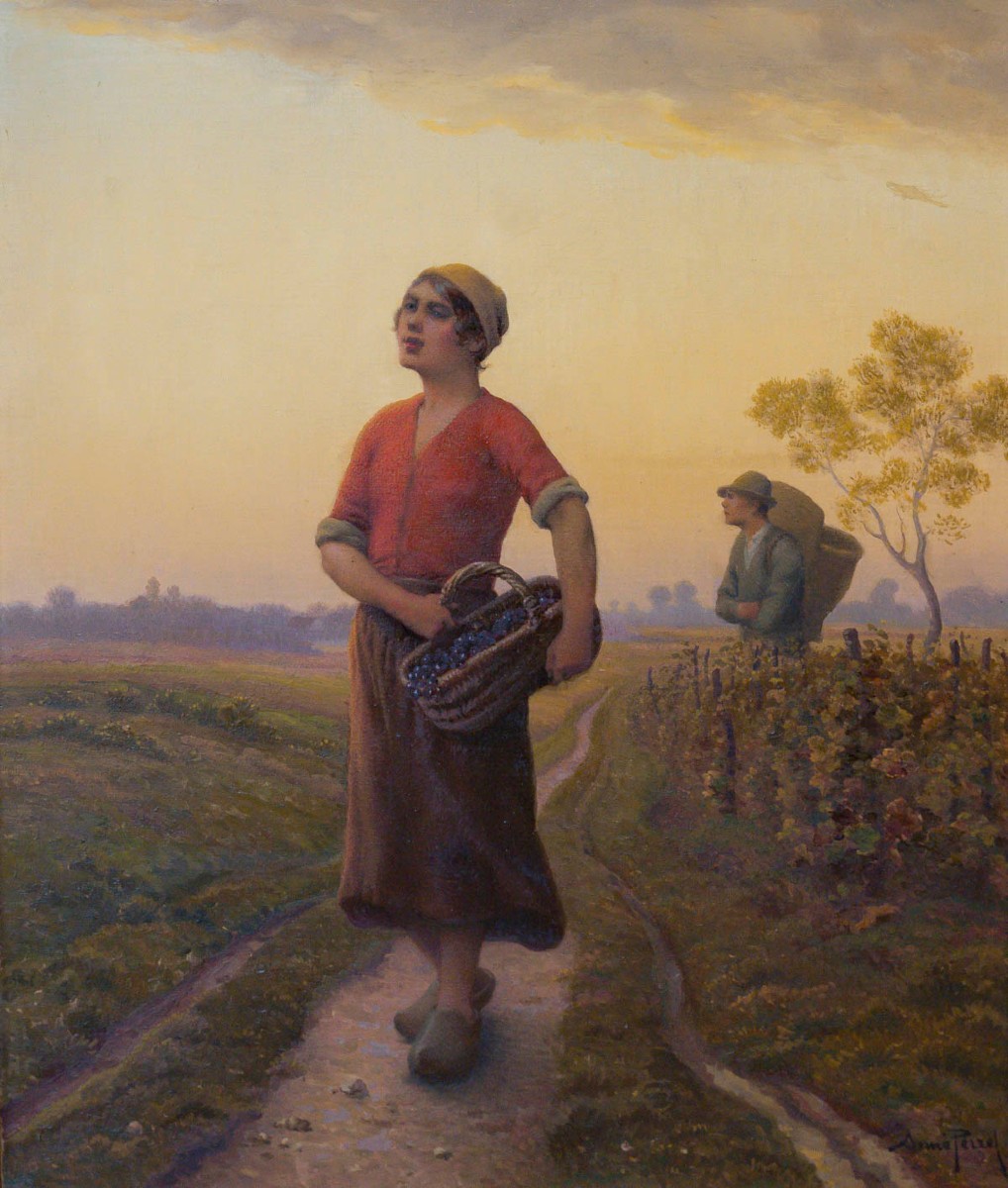 Aimé Perret ( 1846/1927 )"  Les VENDANGEURS "-photo-2