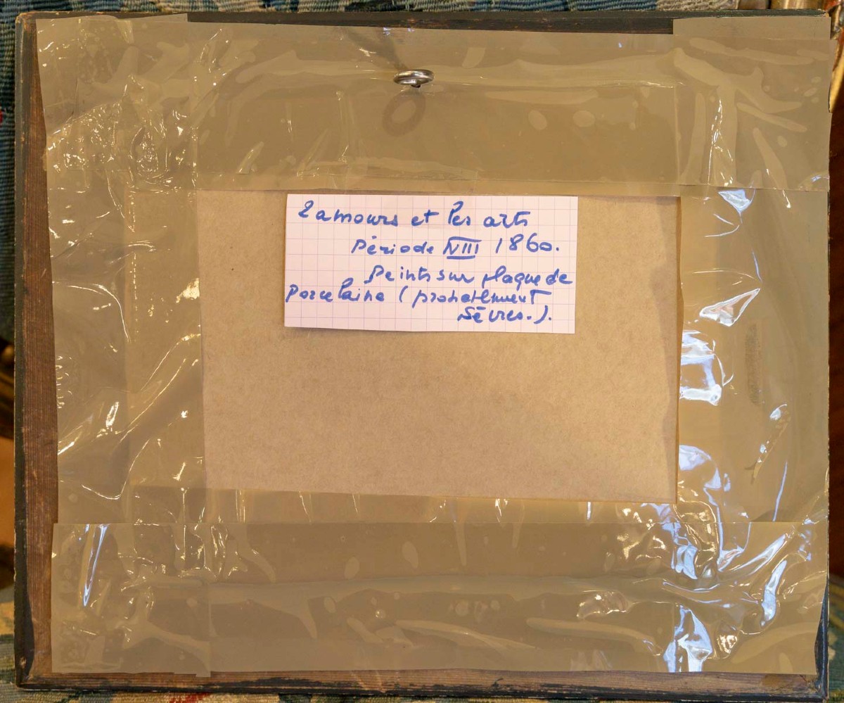 Two Putti On Porcelain With Attributes Of The Arts-photo-1