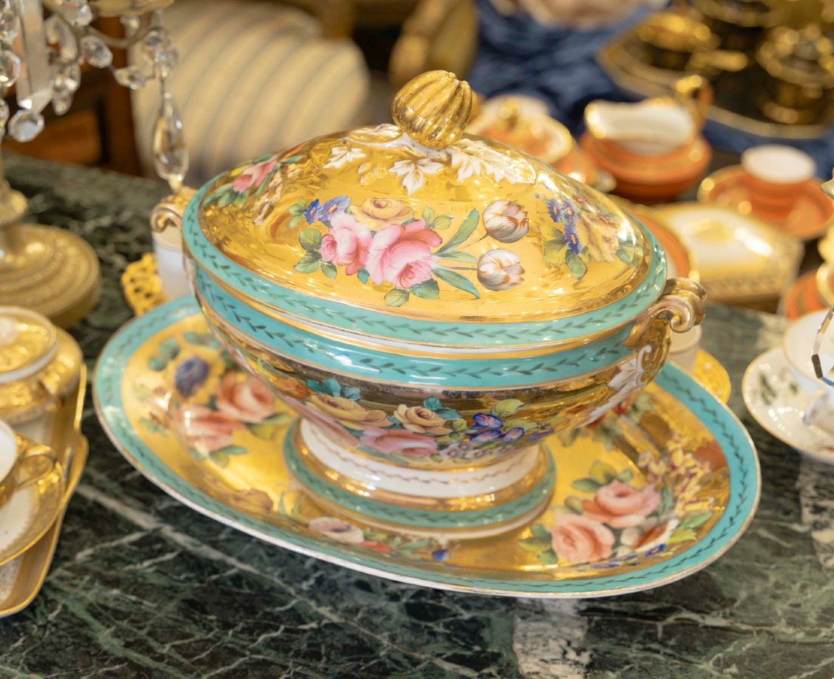 Large Celadon And Rose Centerpiece 19th Century-photo-3