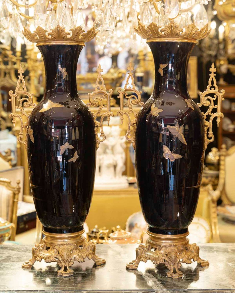 Large Pair Of Vases With -photo-2