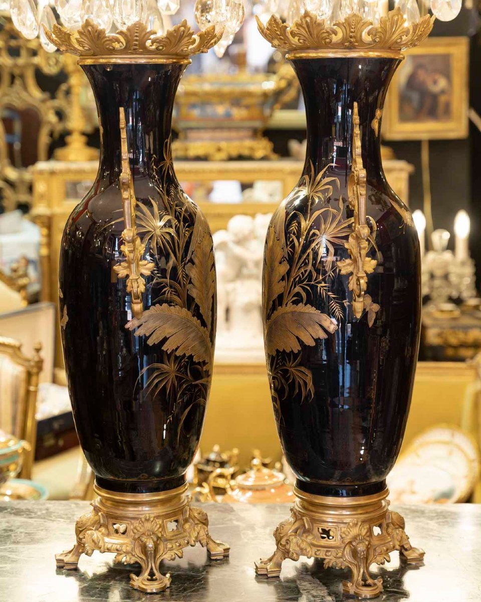 Large Pair Of Vases With -photo-3