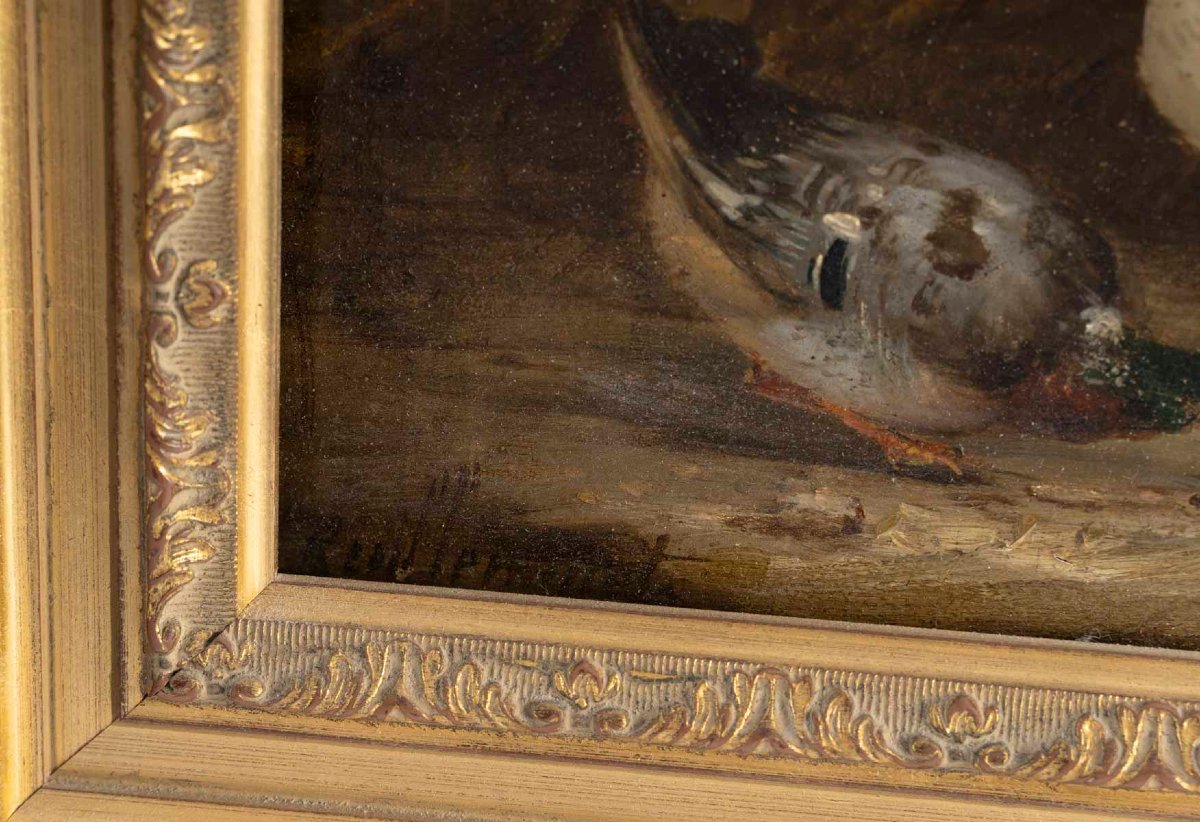 Paire de tableaux "Claude Guilleminet  1821/1885 "Scènes de Basse - cour-photo-3