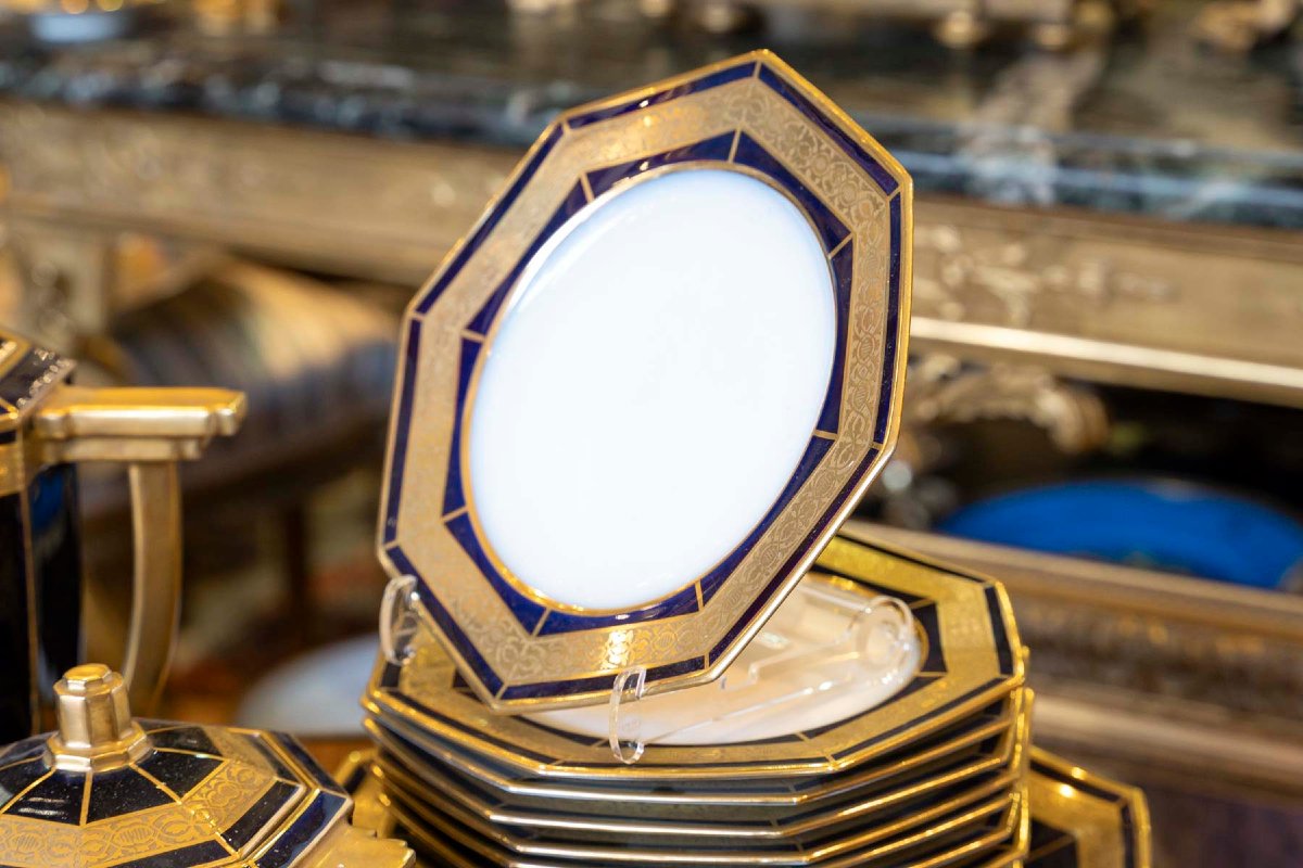 Service à Café+ Thé+ Gâteaux Bleu de Sèvres et Or "Art Déco " 1920  TLB-photo-5