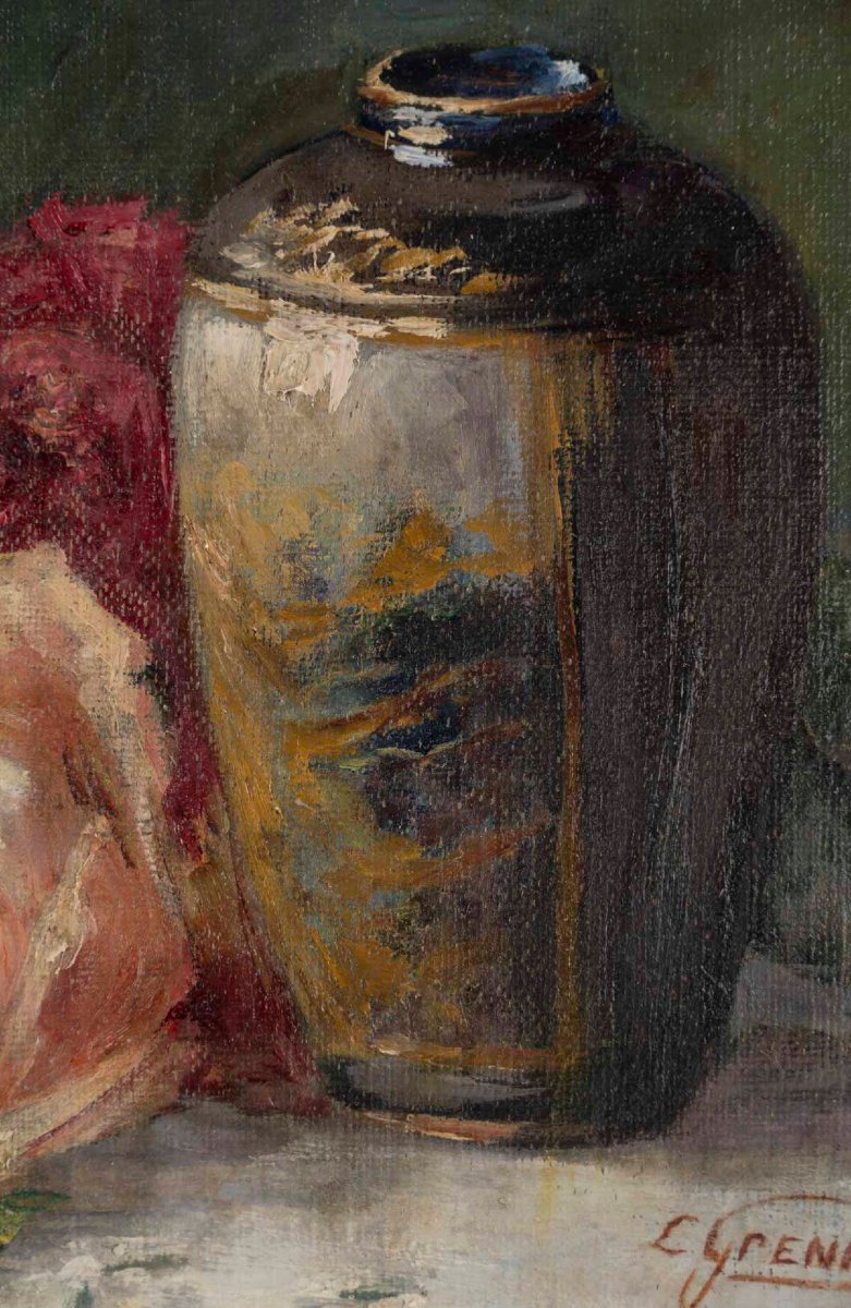 L. Grenier, "still Life With Roses," 19th Century-photo-4