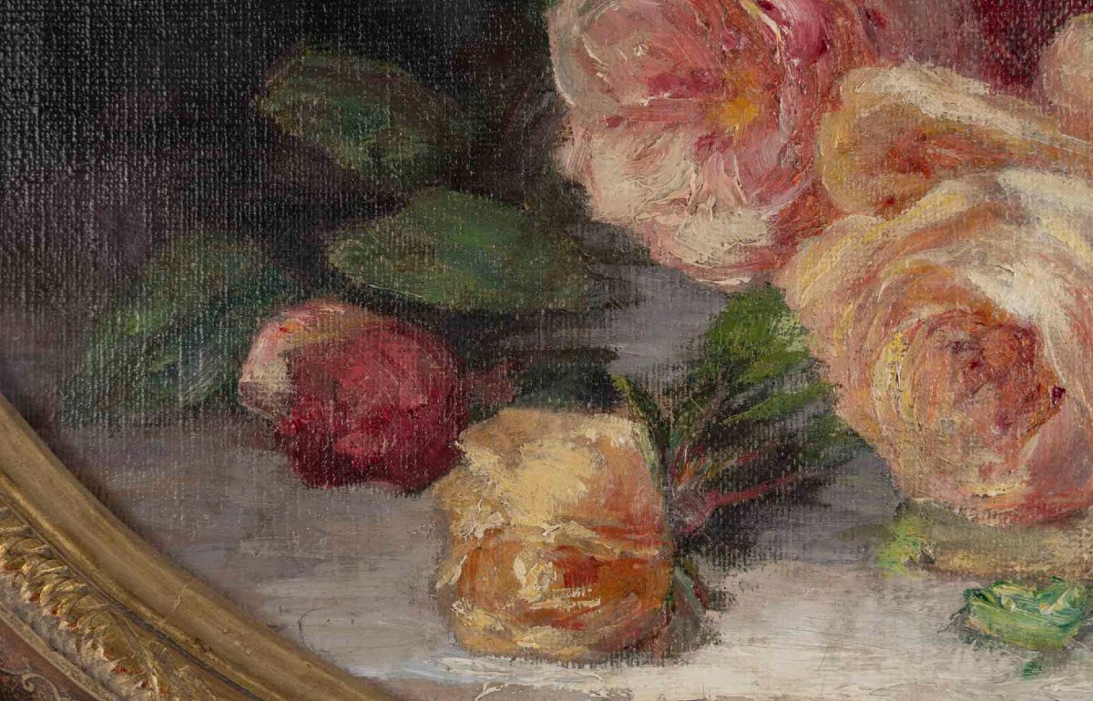 L. Grenier, "still Life With Roses," 19th Century-photo-2