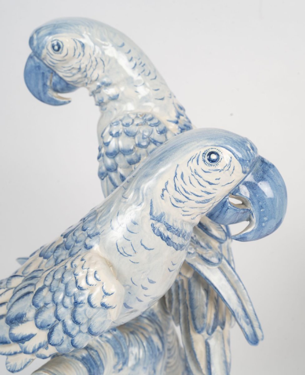 Two Groups Of Two "e. Bassamo" Parrots From The Late 19th Century-photo-2