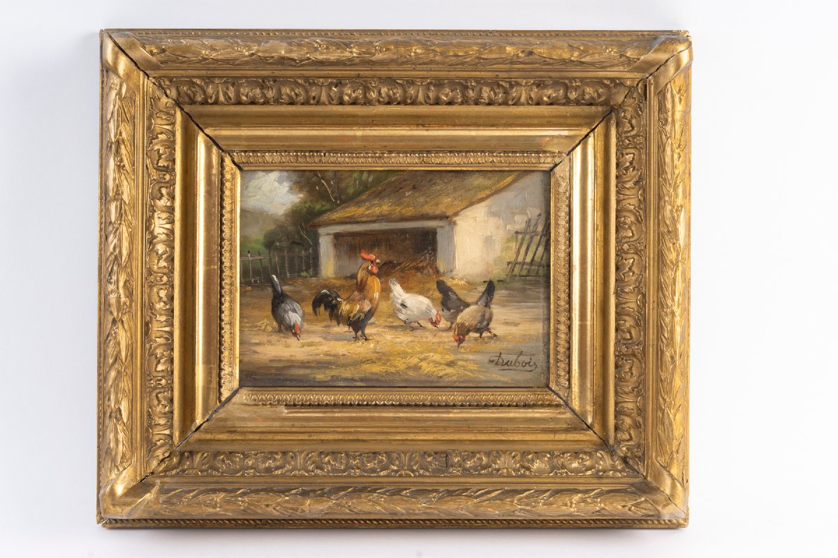 Louis Dubois (1830–1880) Two Paintings Titled "basse-cour"-photo-2